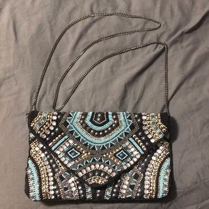 Beaded turquoise clutch